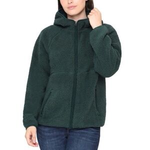 Sierra Designs Women's Full Zip GREEN hooded Sherpa Jacket, Small